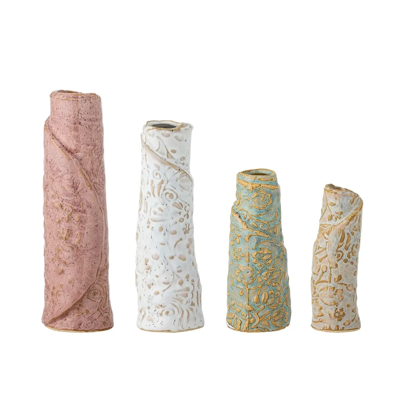 Vaas aardewerk bruin Temple - set van 4