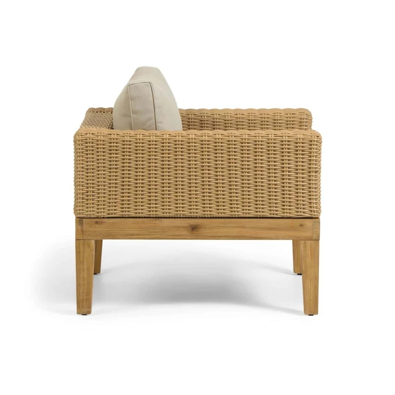 Poltrona GIANA in legno massiccio di acacia e rattan FSC 100%