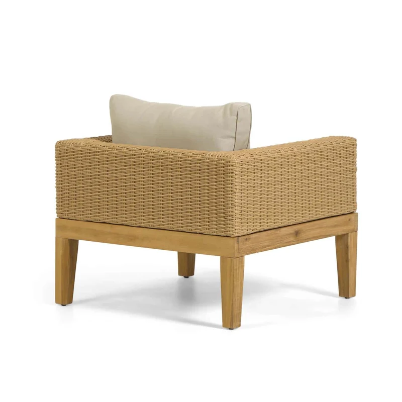 Poltrona GIANA in legno massiccio di acacia e rattan FSC 100%