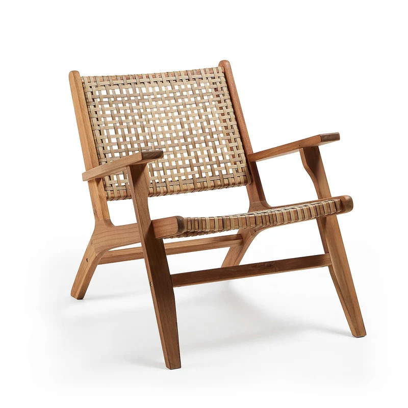 Poltrona GRIGNOON in legno massello di acacia e rattan intrecciato sintetico FSC 100%