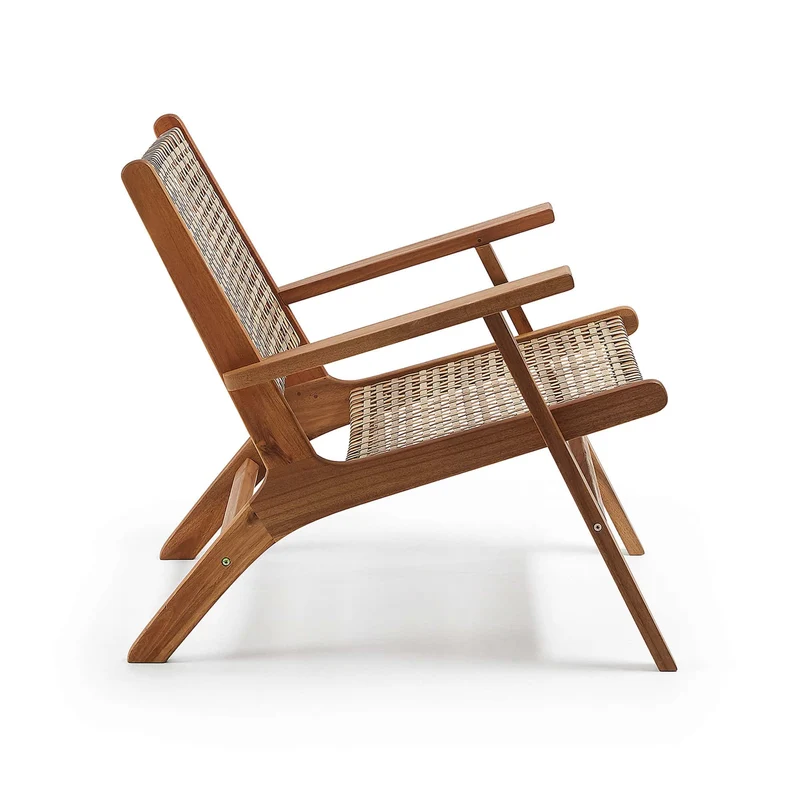 Poltrona GRIGNOON in legno massello di acacia e rattan intrecciato sintetico FSC 100%
