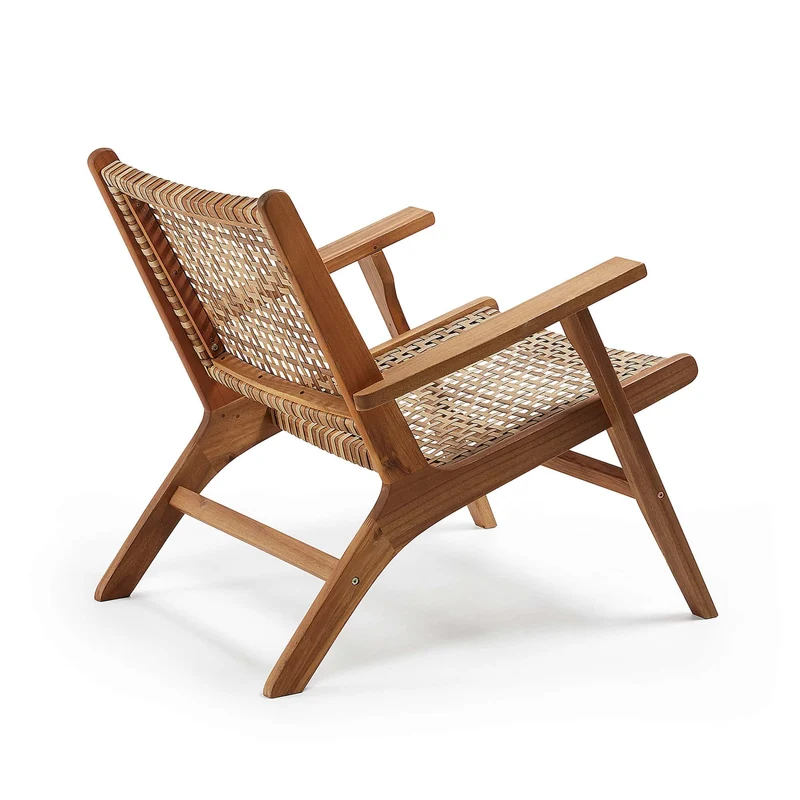Poltrona GRIGNOON in legno massello di acacia e rattan intrecciato sintetico FSC 100%
