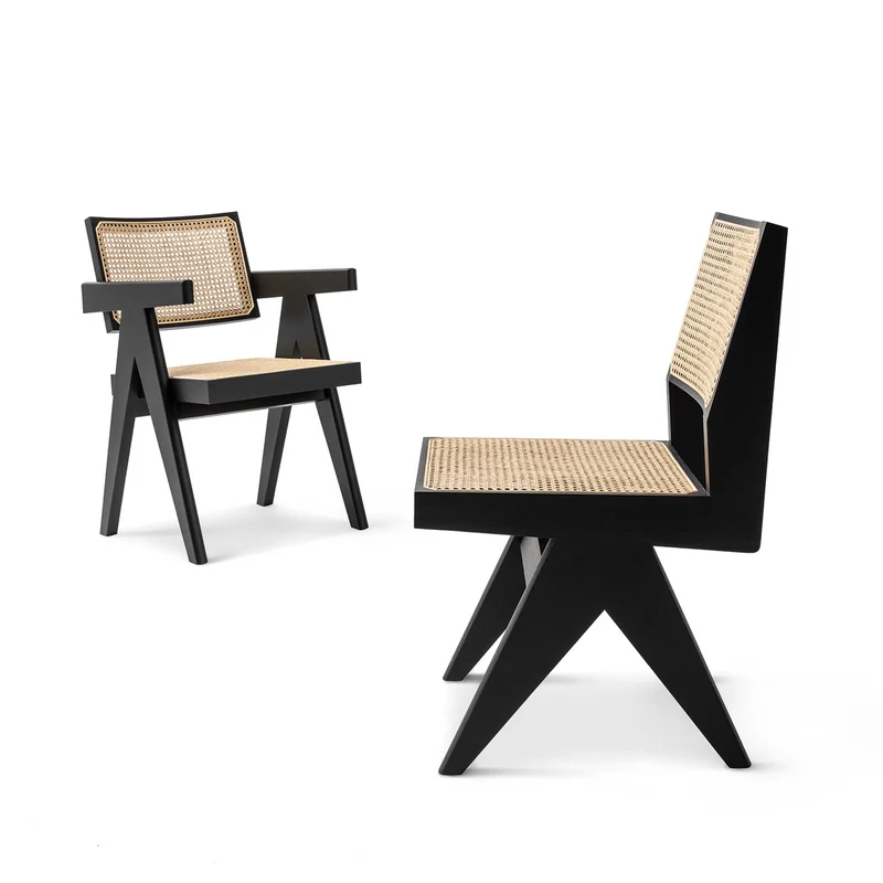Wood and Vienna Straw Chair CAPITOL COMPLEX CHAIR Hommage à Pierre Jeanneret, designed by Cassina