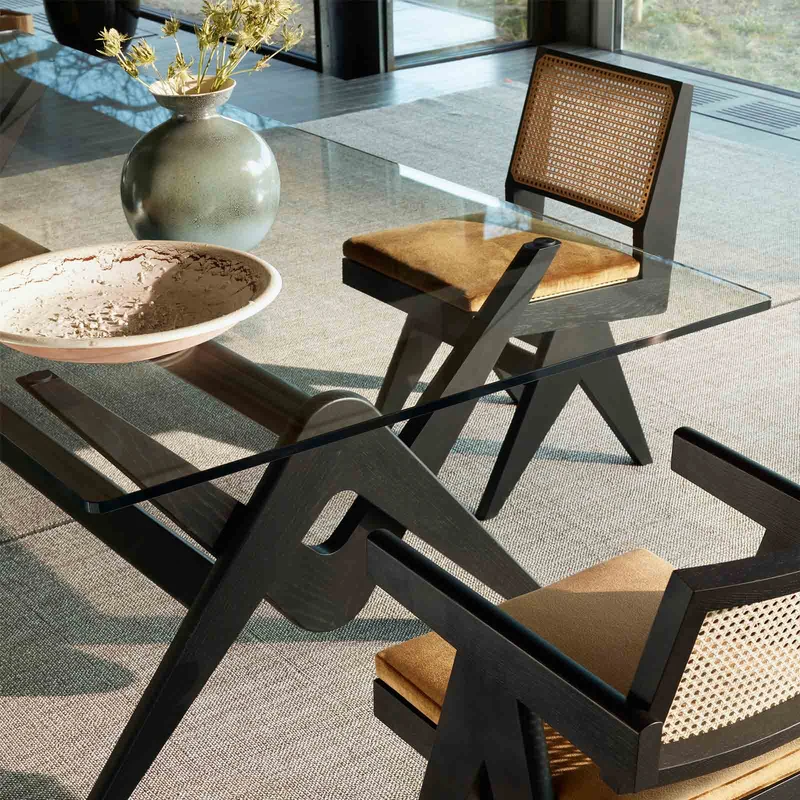 Wood and Vienna Straw Chair CAPITOL COMPLEX CHAIR Hommage à Pierre Jeanneret, designed by Cassina