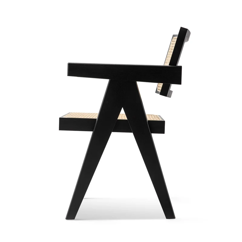 Wood and Vienna Straw Chair CAPITOL COMPLEX OFFICE CHAIR Hommage à Pierre Jeanneret, designed by Cassina