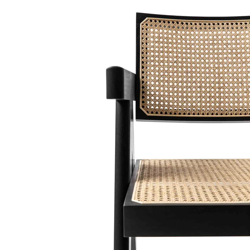 Wood and Vienna Straw Chair CAPITOL COMPLEX OFFICE CHAIR Hommage à Pierre Jeanneret, designed by Cassina