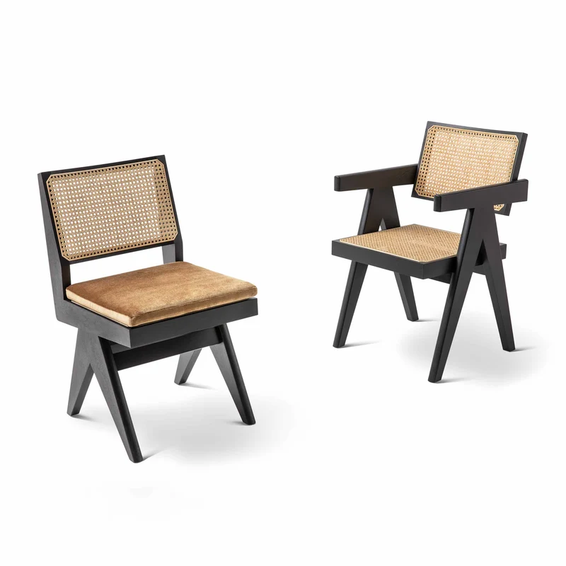 Wood and Vienna Straw Chair CAPITOL COMPLEX OFFICE CHAIR Hommage à Pierre Jeanneret, designed by Cassina