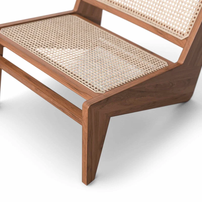 Wood and Vienna Straw Armchair KANGAROO Hommage à Pierre Jeanneret, designed by Cassina