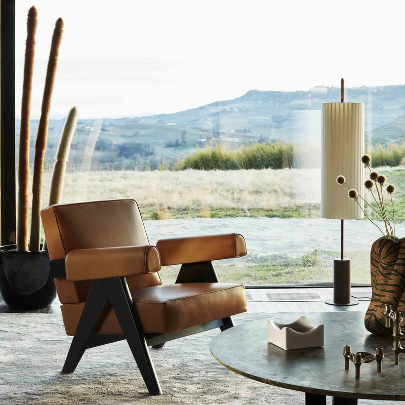Wood and Leather Armchair CAPITOL COMPLEX Hommage à Pierre Jeanneret, designed by Cassina