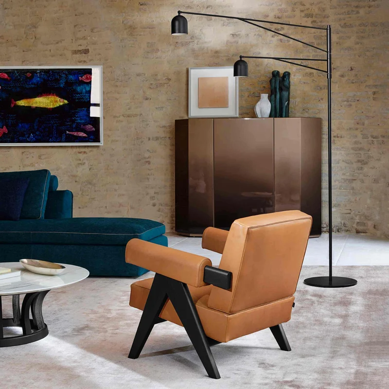 Wood and Leather Armchair CAPITOL COMPLEX Hommage à Pierre Jeanneret, designed by Cassina