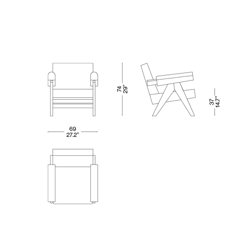 Wood and Leather Armchair CAPITOL COMPLEX Hommage à Pierre Jeanneret, designed by Cassina