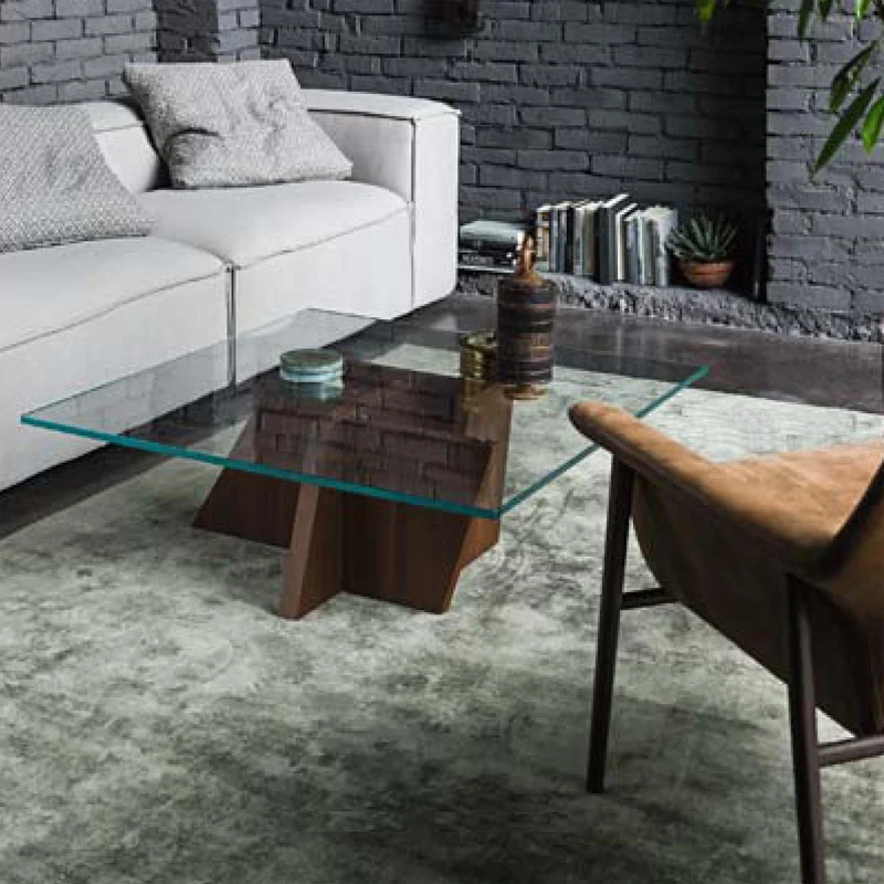 Stripe wooden staggered base coffee table by Dall'Agnese