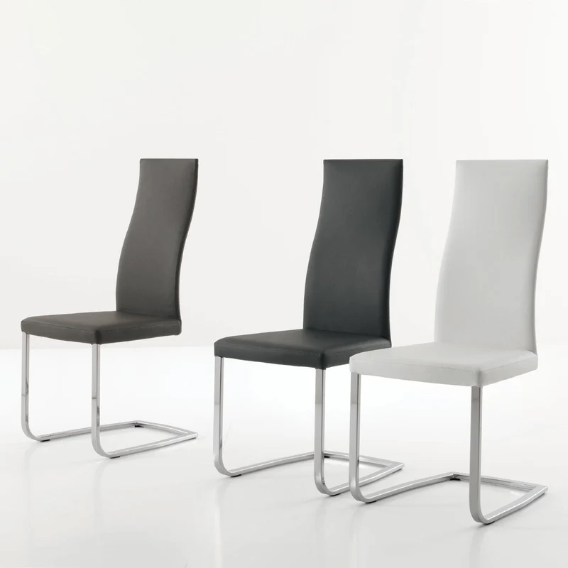 Slim Sleigh Leg Dining Chair by Compar | Leather Upholstered Seat