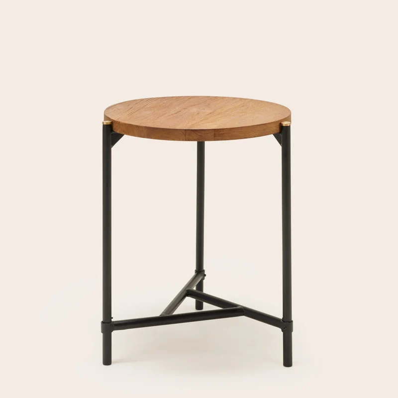 Table d'appoint THIMEA teck recyclé et noir