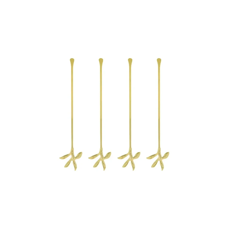 Roerstaafjes Serve Stir antiek goud - 4 stuks