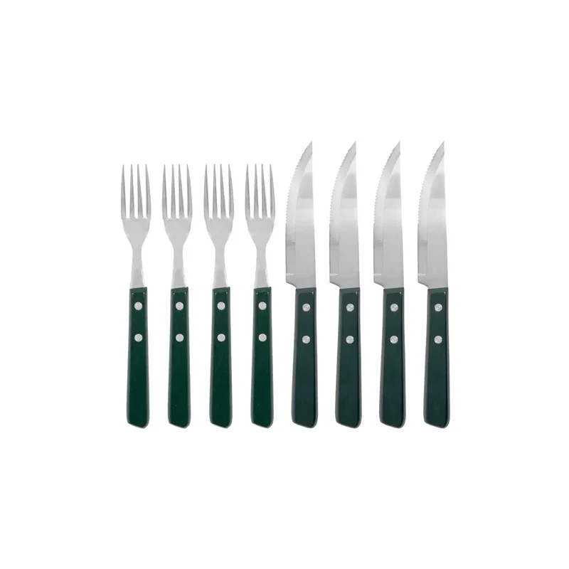 Steakbestekset groen acaciahout - set van 8