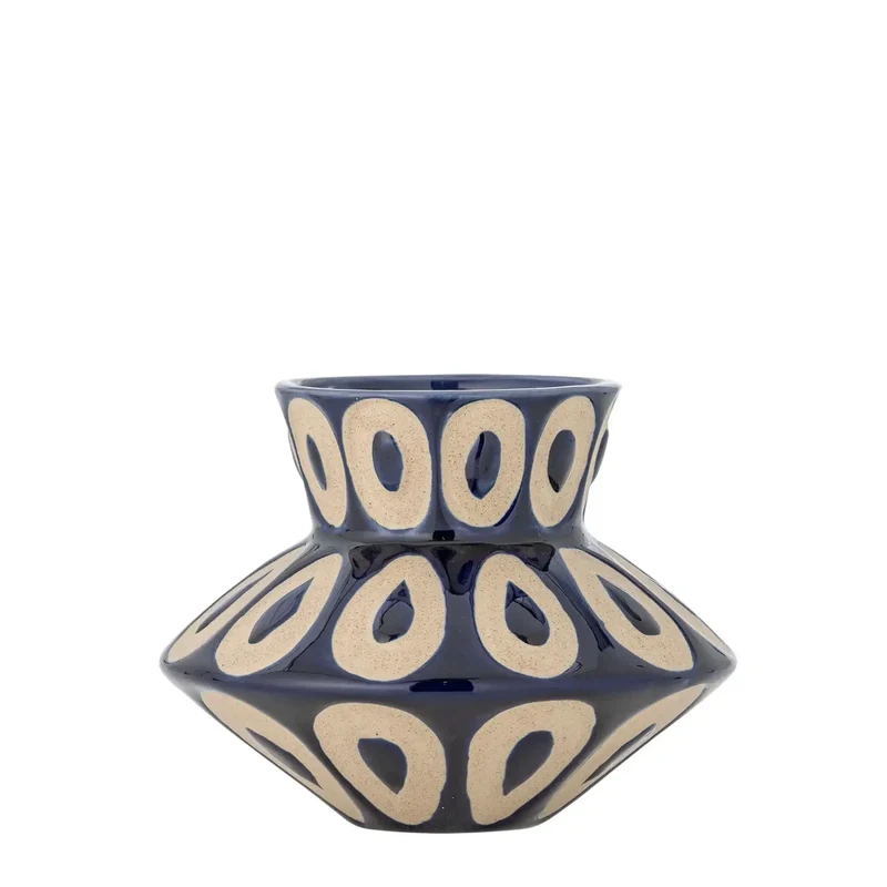 Vaas aardewerk blauw Bashir 12 cm