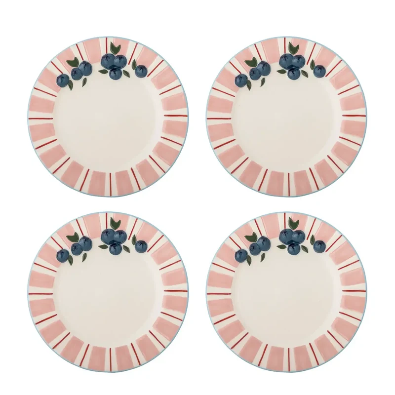 Borden aardewerk roze Carry - 4 stuks