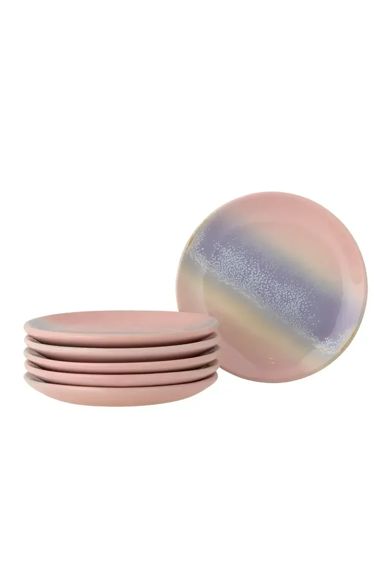 Bord aardewerk roze Safie 15cm - 6 stuks