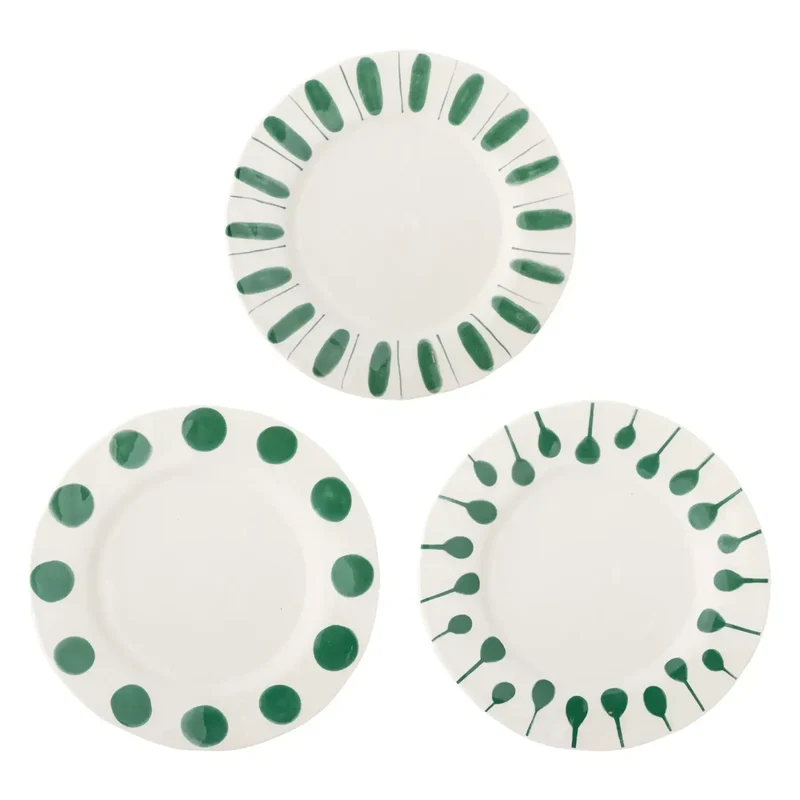 Borden aardewerk groen Linora 28cm - set van 3