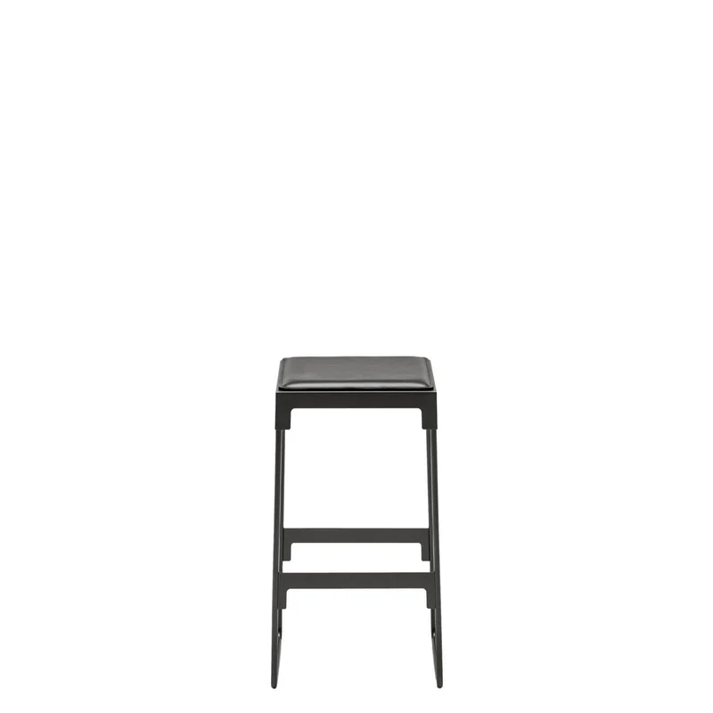 Steel and Leather Low Stool MINGX by Konstantin Grcic for Driade