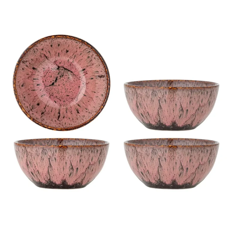 Schaal aardewerk roze Rayen 14cm - 4 stuks