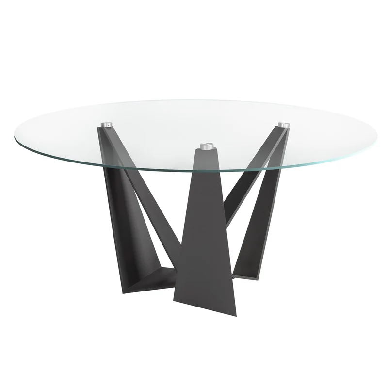 Tavolo da pranzo rotonda vetro temperato e acciaio nero