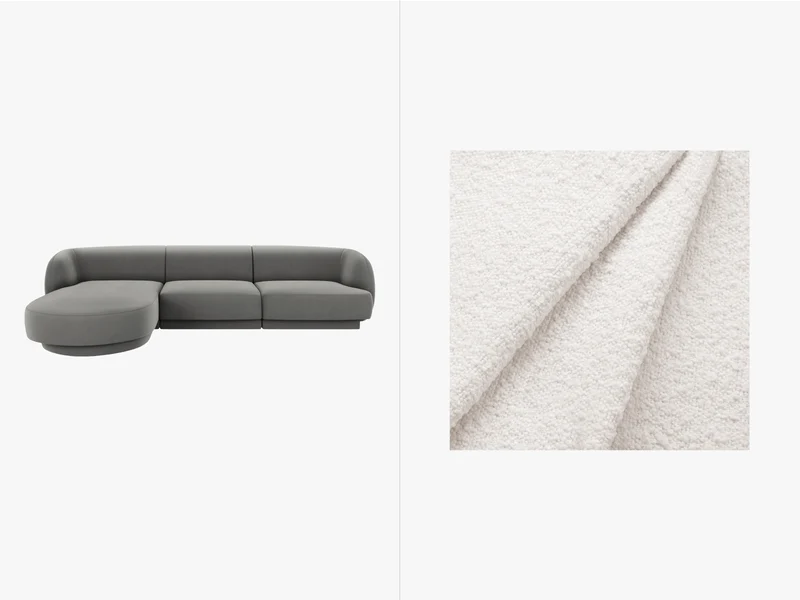 Divano Boucle, "Miley", 4 Posti, 255x156x70