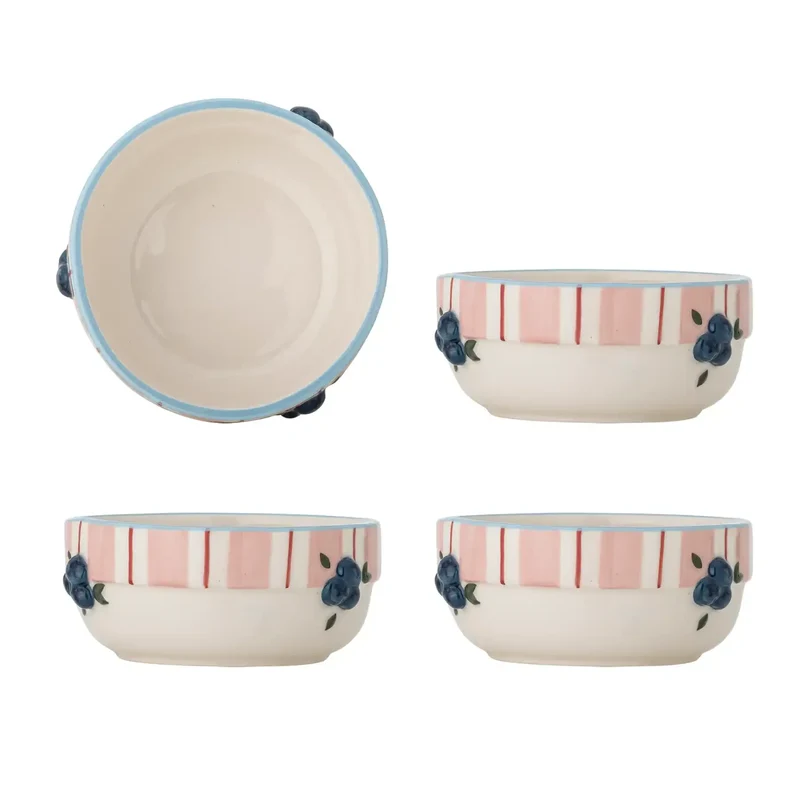 Schaal aardewerk roze Carry 13cm - 4 stuks