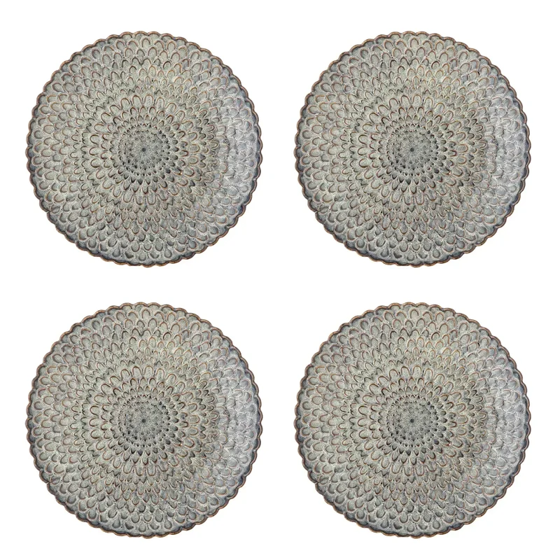Bord aardewerk grijs Katrina 26cm - 4 stuks