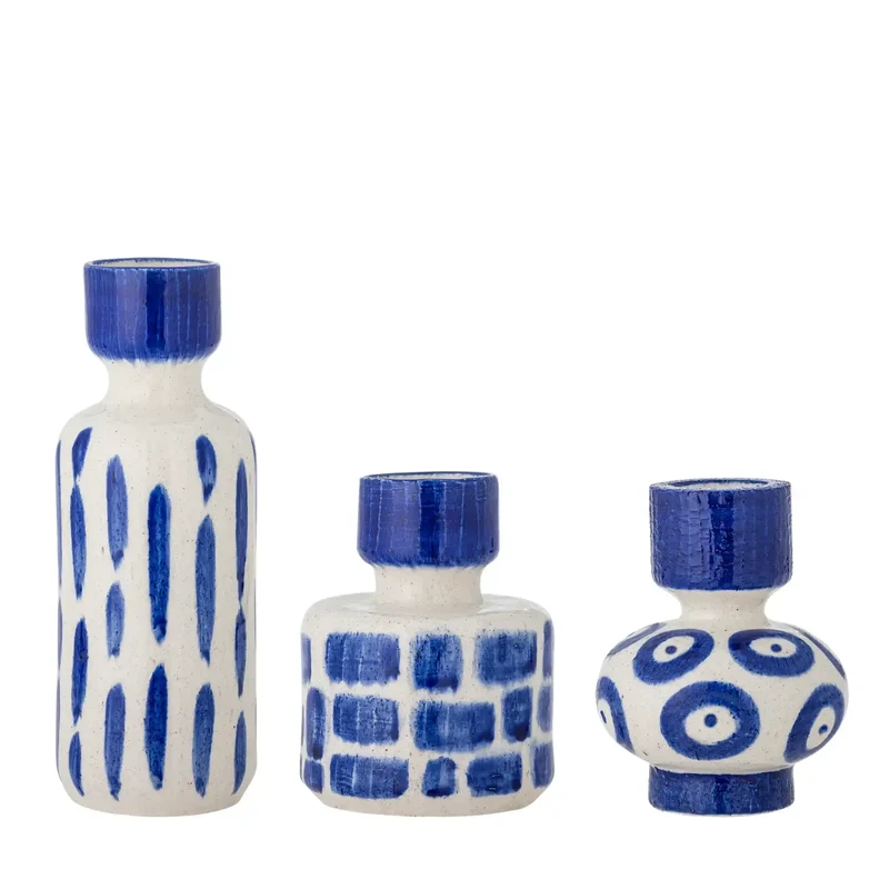 Vazenset aardewerk blauw Romane - set van 3