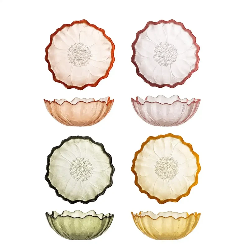 Schaal glas multi Kana 12cm - set van 4