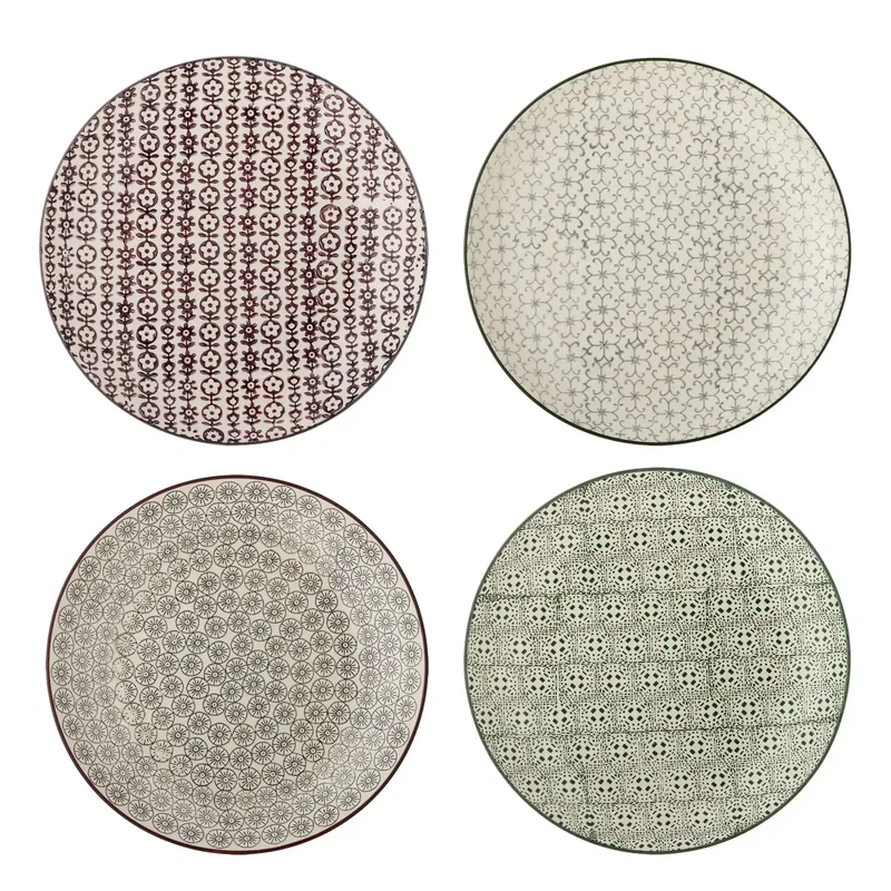 Bord aardewerk multi Karine 25cm - set van 4