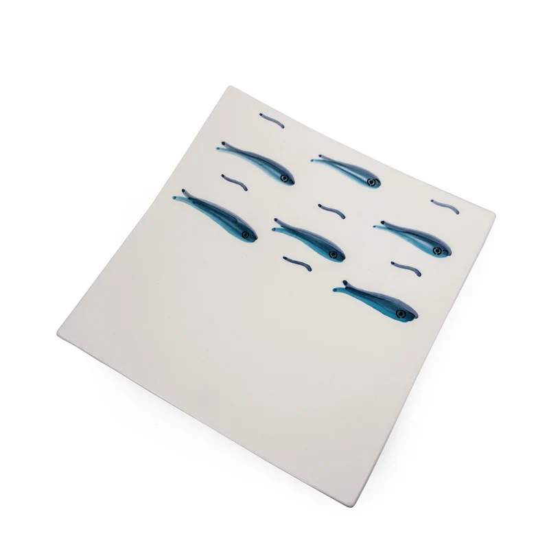 Ceramic Square Plate SARDINE by Improntabarre
