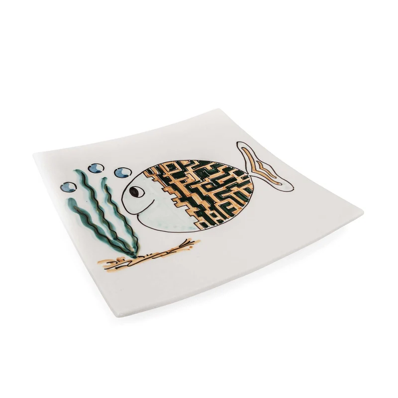 Square Ceramic Plate LABIRINTO by Improntabarre