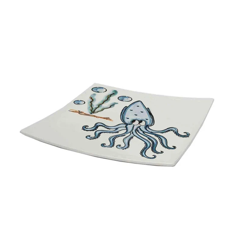 Square Ceramic Plate POLIPO by Improntabarre