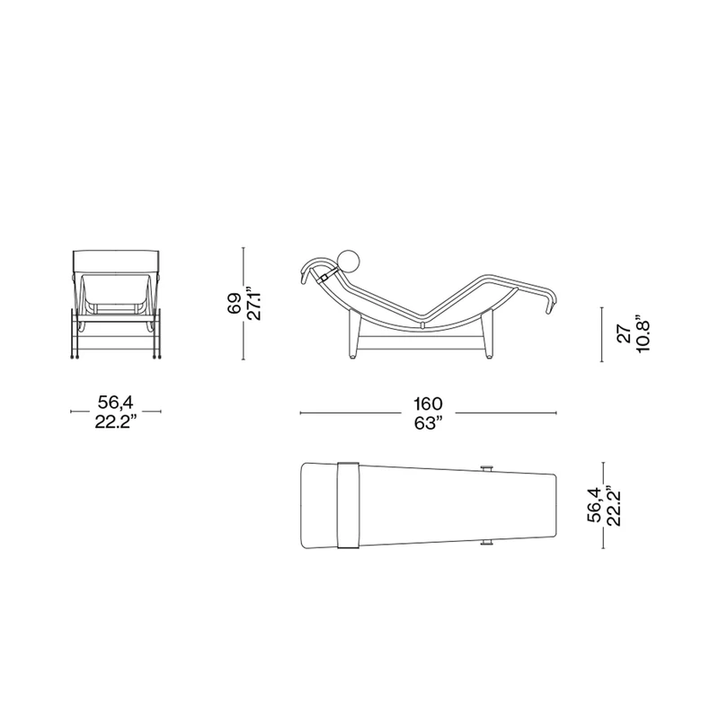 Chaise Longue - "4, Chaise Longue à reglage continu", designed by Le Corbusier, Pierre Jeanneret, Charlotte Perriand for Cassina