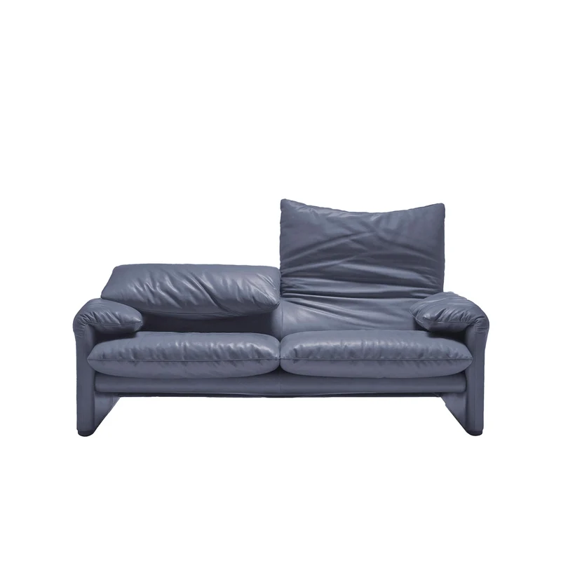 Leather Two-Seater Sofa MARALUNGA, designed by Vico Magistretti for Cassina