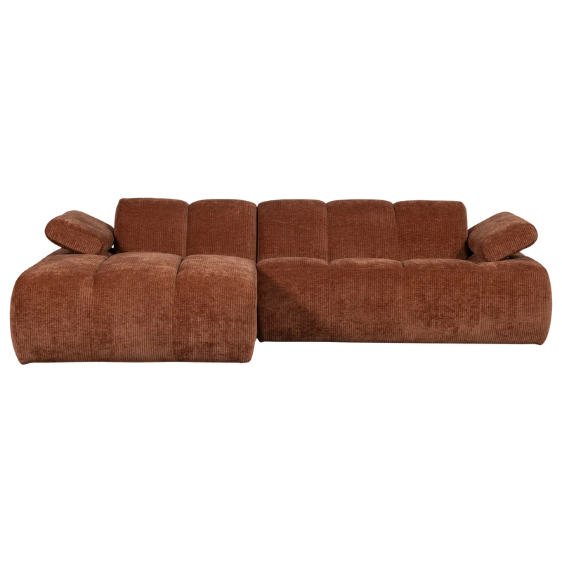 Divano chaise longue mojo sinistra tessuto a coste intrecciato marrone ruggine