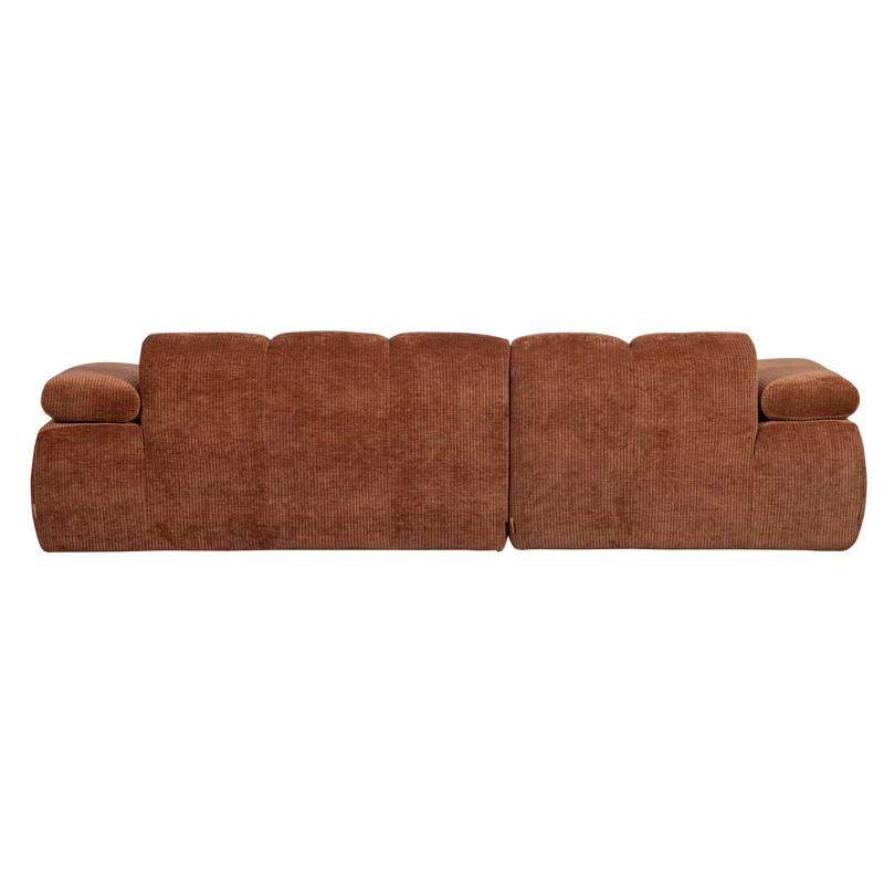 Divano chaise longue mojo sinistra tessuto a coste intrecciato marrone ruggine