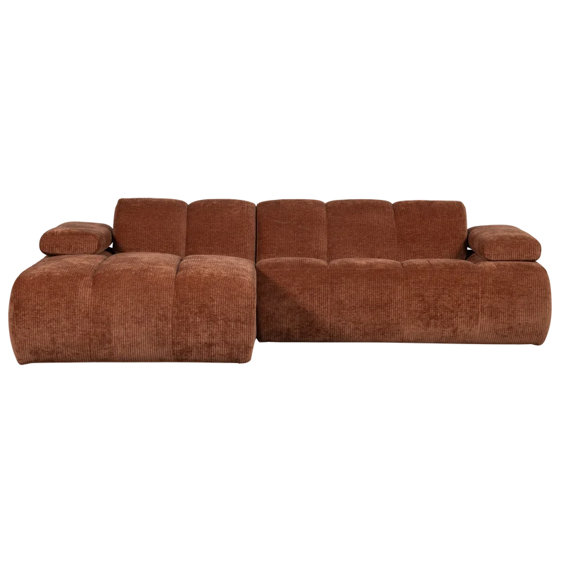 Divano chaise longue mojo sinistra tessuto a coste intrecciato marrone ruggine