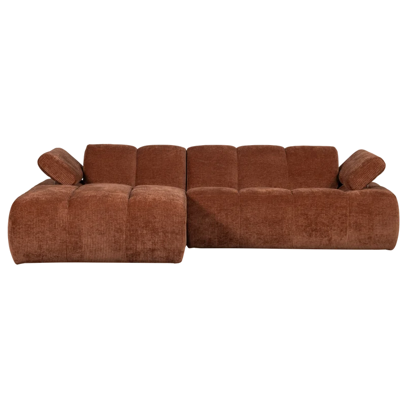 Divano chaise longue mojo sinistra tessuto a coste intrecciato marrone ruggine