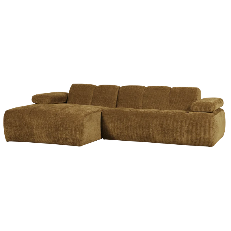 Divano chaise longue mojo sinistra tessuto a coste intrecciato giallo miele