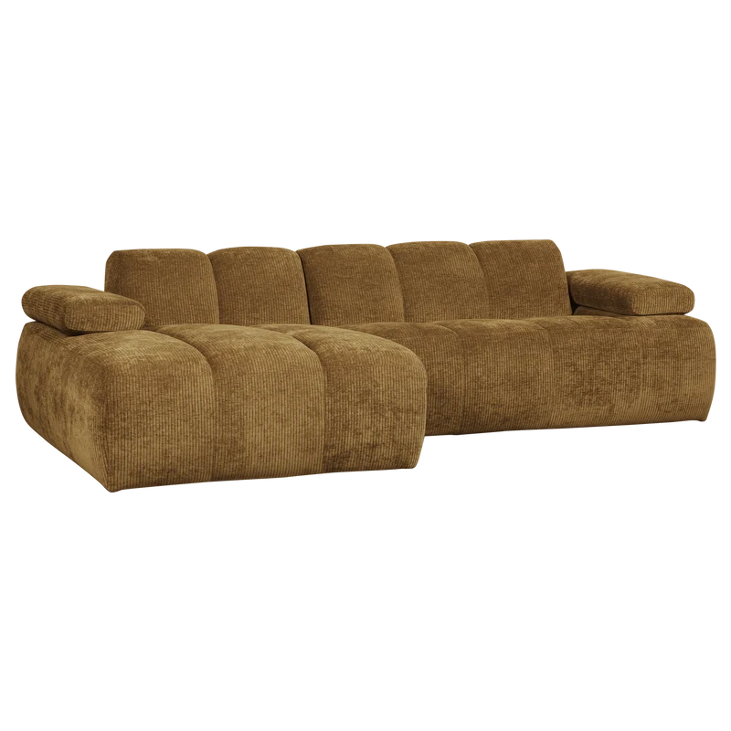 Divano chaise longue mojo sinistra tessuto a coste intrecciato giallo miele