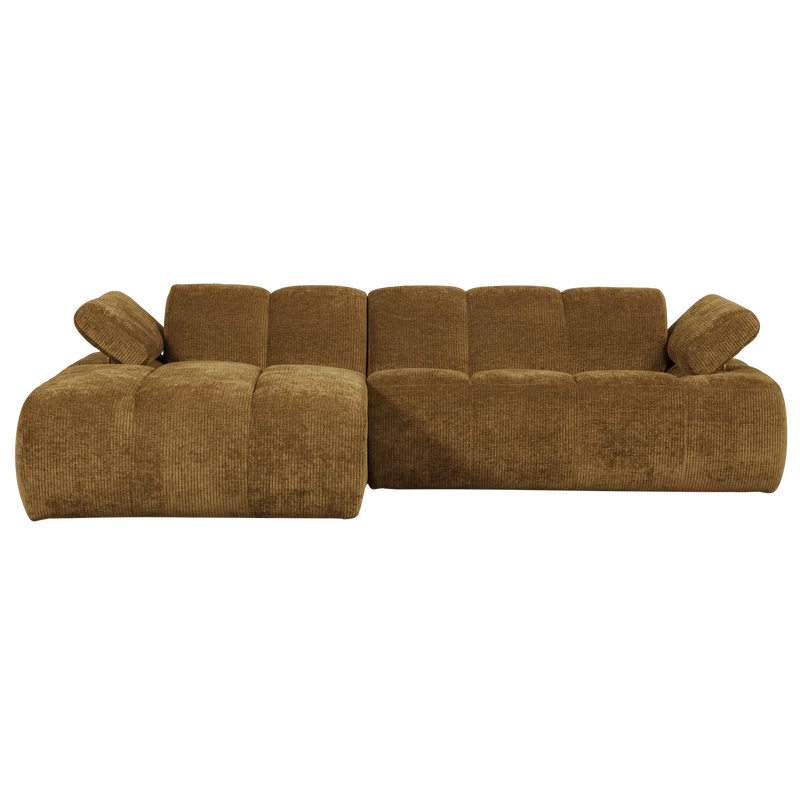 Divano chaise longue mojo sinistra tessuto a coste intrecciato giallo miele