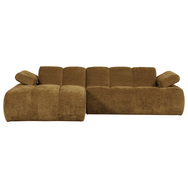 Divano chaise longue mojo sinistra tessuto a coste intrecciato giallo miele