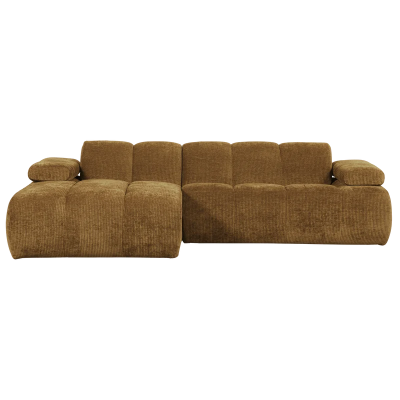 Divano chaise longue mojo sinistra tessuto a coste intrecciato giallo miele