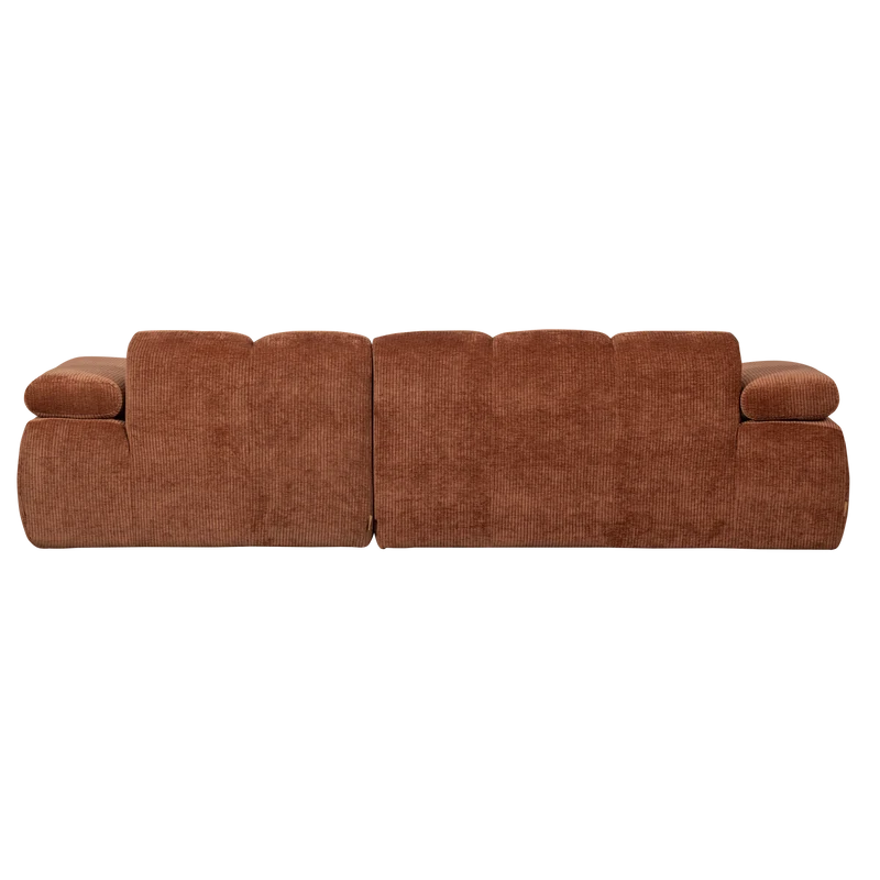 Divano chaise longue mojo destra tessuto a coste tessuto marrone ruggine
