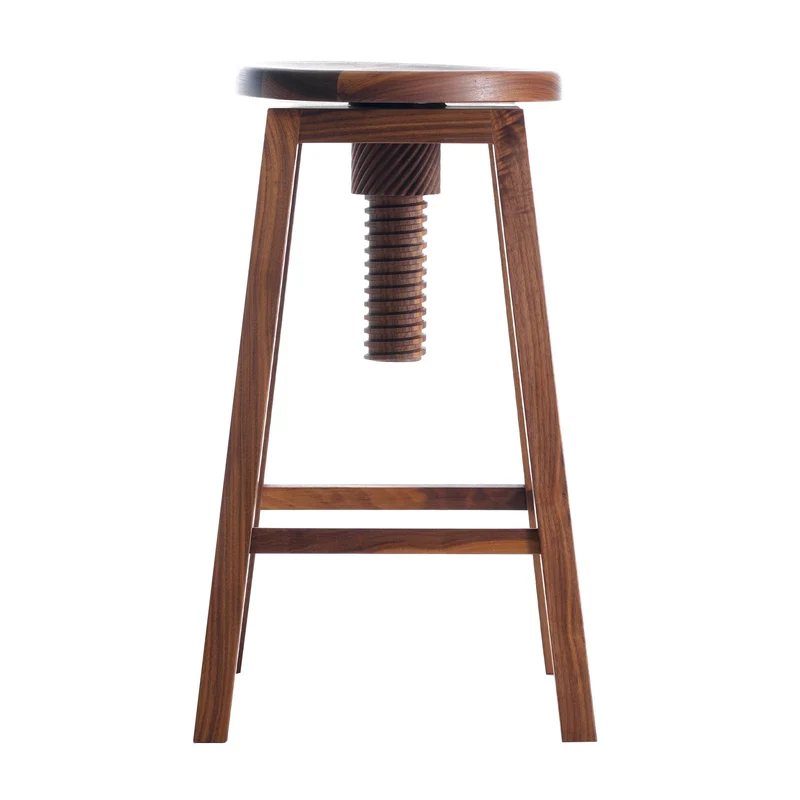 Walnut Wood Adjustable Stool INVITO High by Dale Italia