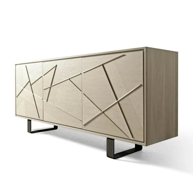 Grey Walnut Wood Sideboard MATERIA Geometria Doors by Dale Italia